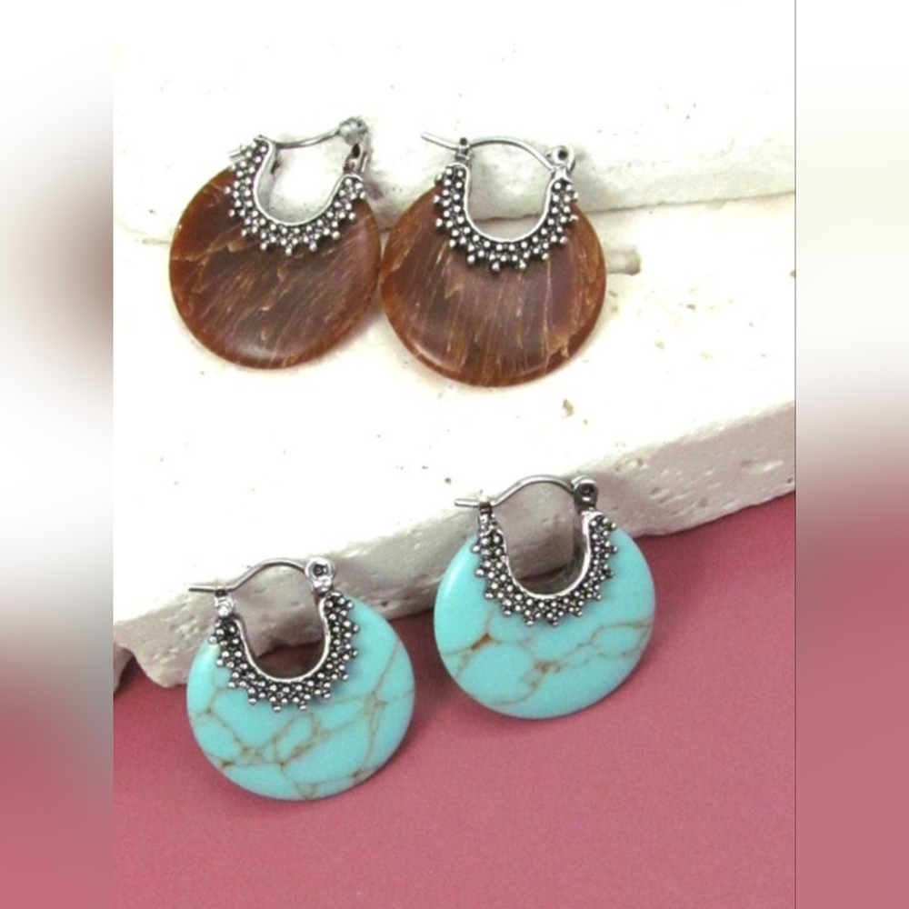 Bohemian Natural Stone Hoop Earring